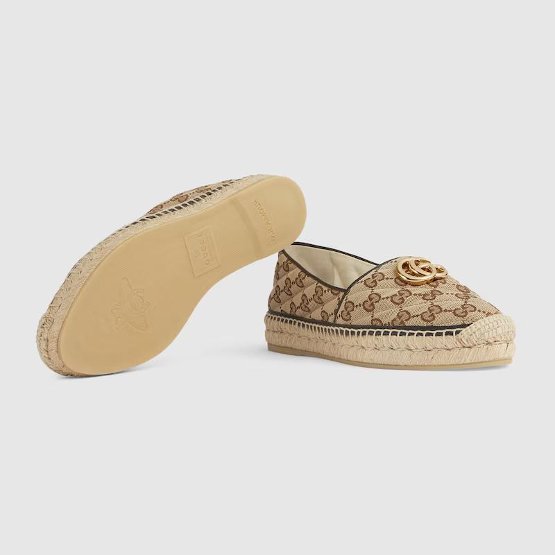 Giày Gucci Gg Matelassé Canvas Espadrille Nữ Da Nâu