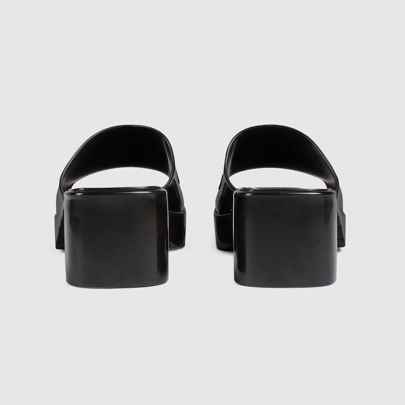 Giày Gucci Rubber Slide Sandal Nữ Đen