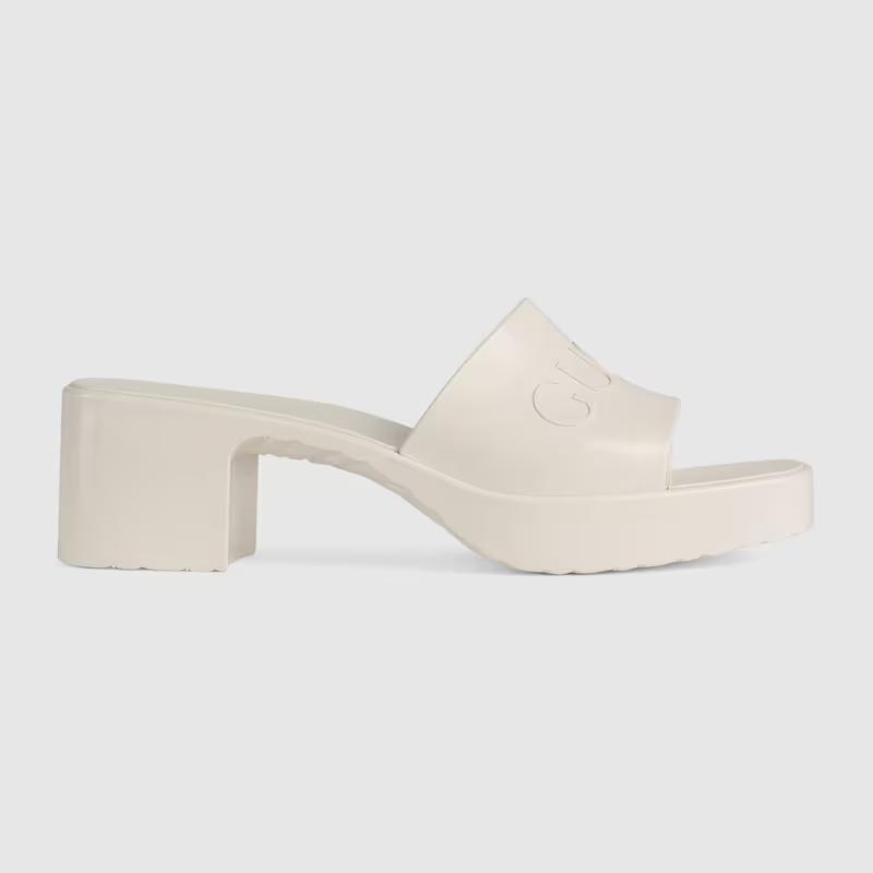 Giày Gucci Rubber Slide Sandal Nữ Da