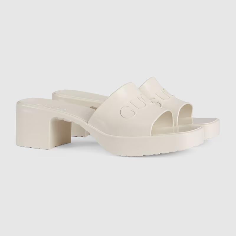 Giày Gucci Rubber Slide Sandal Nữ Da