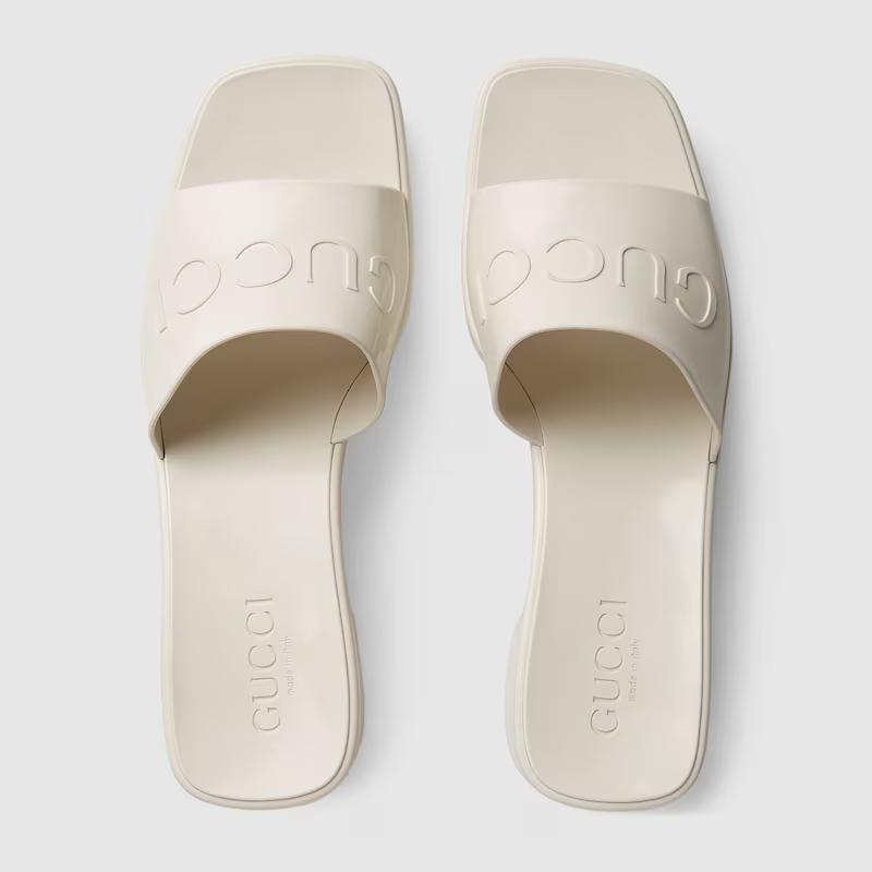 Giày Gucci Rubber Slide Sandal Nữ Da