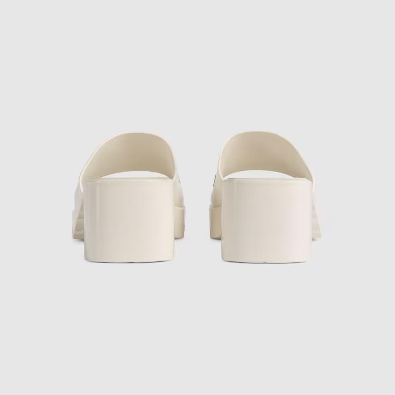 Giày Gucci Rubber Slide Sandal Nữ Da