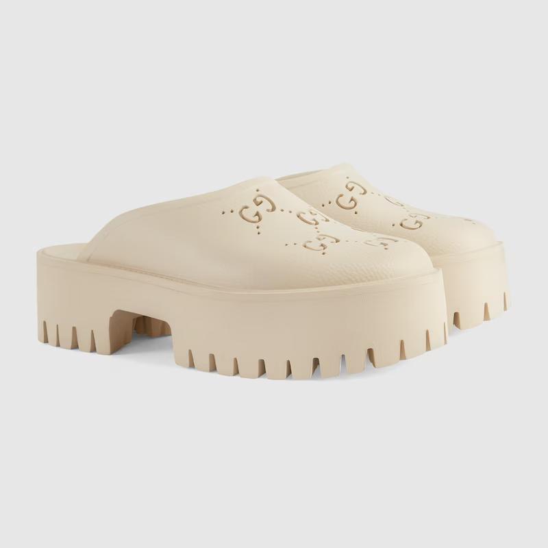 Giày Gucci Platform Perforated G Sandal Nữ Da