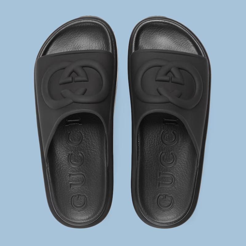 Giày Gucci Interlocking G Slide Sandal Nữ Đen