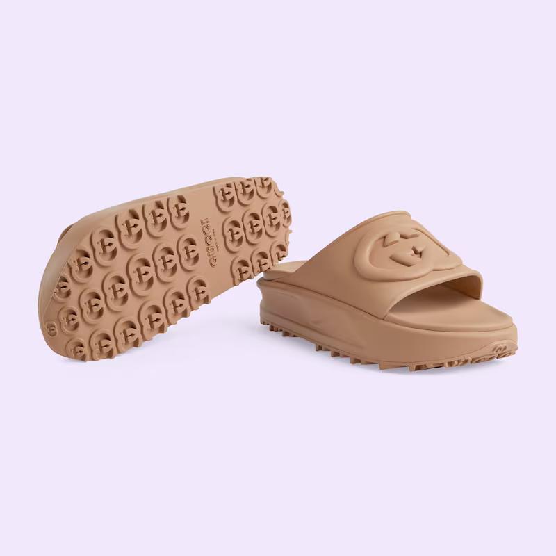 Giày Gucci Interlocking G Slide Sandal Nữ Nâu