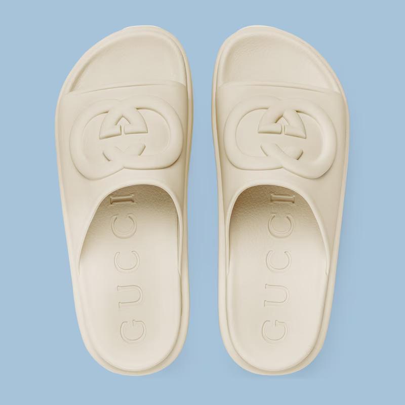 Giày Gucci Slide Sandal With Interlocking G Nữ Trắng