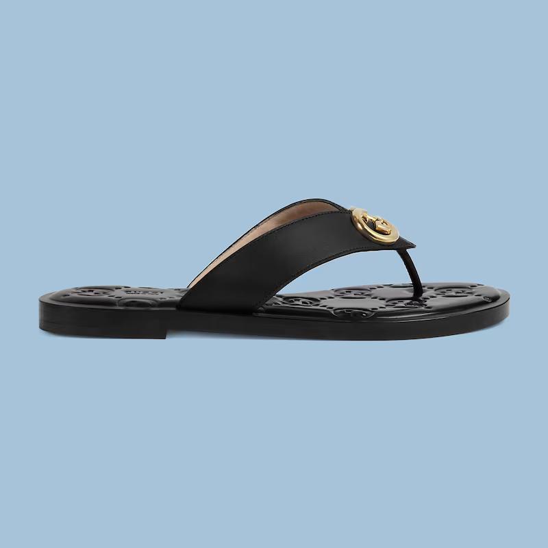 Giày Gucci Interlocking G Thong Sandal Nữ Đen