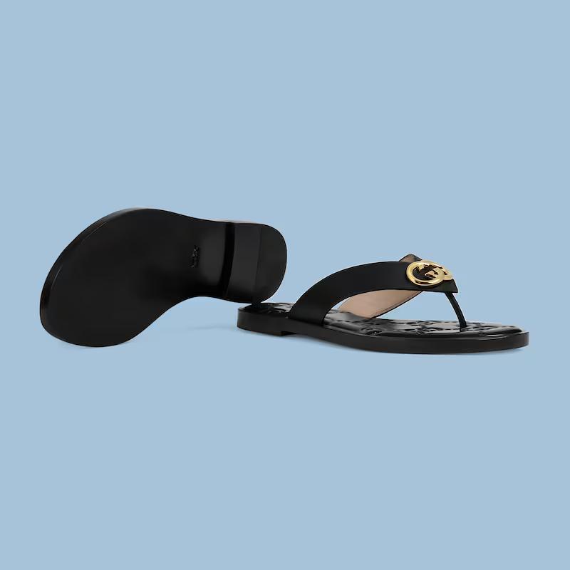 Giày Gucci Interlocking G Thong Sandal Nữ Đen