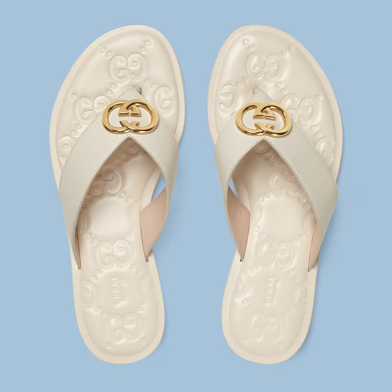 Giày Gucci Interlocking G Thong Sandal Nữ Trắng 