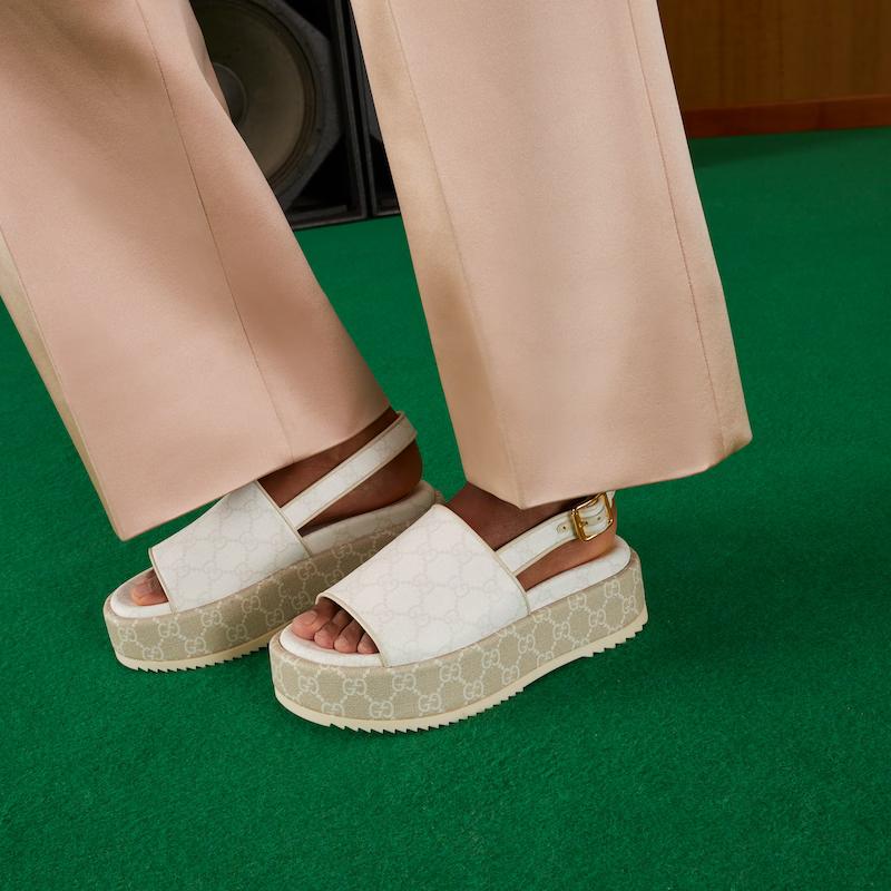 Giày Gucci Platform Gg Sandal Nữ Trắng