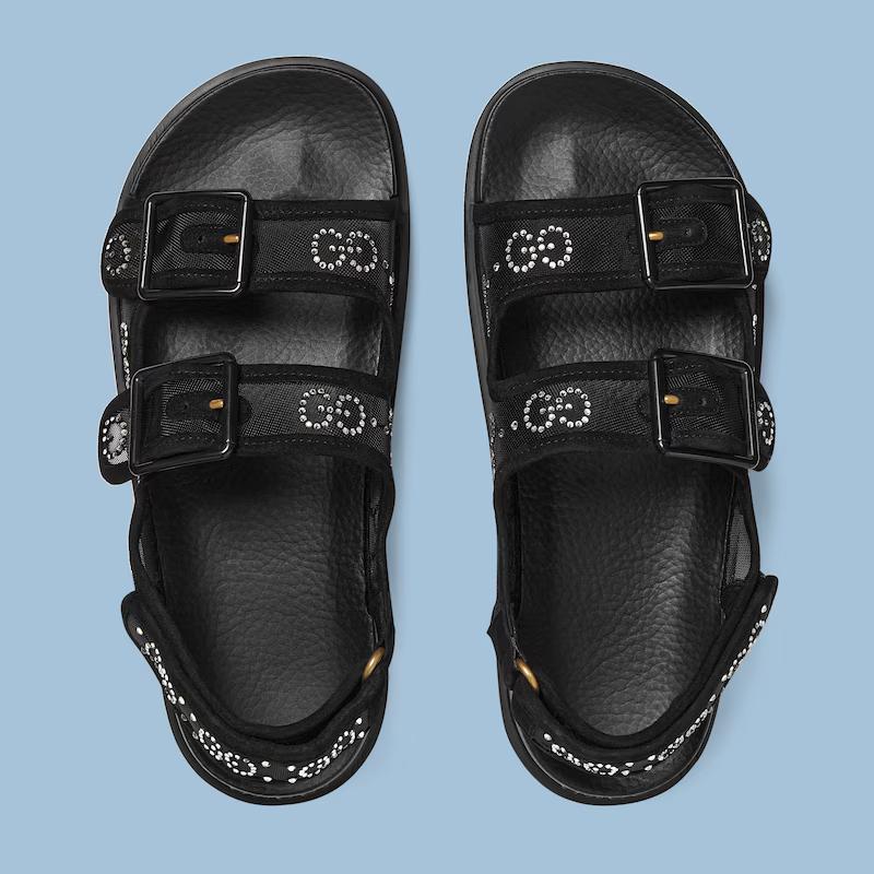 Giày Gucci Gg Sandal With Crystals Nữ Đen