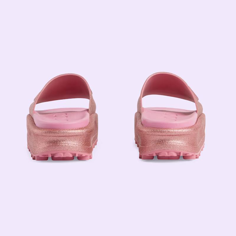 Giày Gucci Interlocking G Slide Sandal Nữ Hồng Bạc