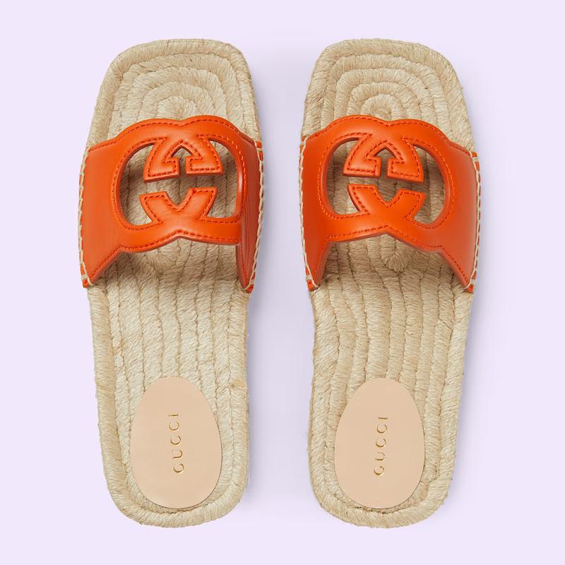 Giày Gucci Interlocking G Cut-Out Slide Sandals Nữ Cam