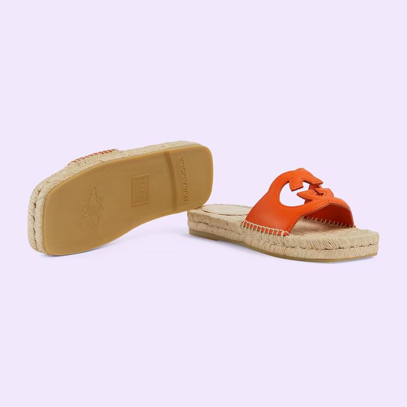 Giày Gucci Interlocking G Cut-Out Slide Sandals Nữ Cam