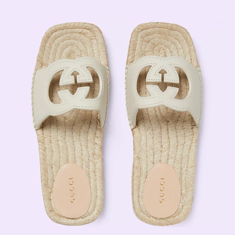 Giày Gucci Interlocking G Cut-Out Slide Sandals Nữ Trắng