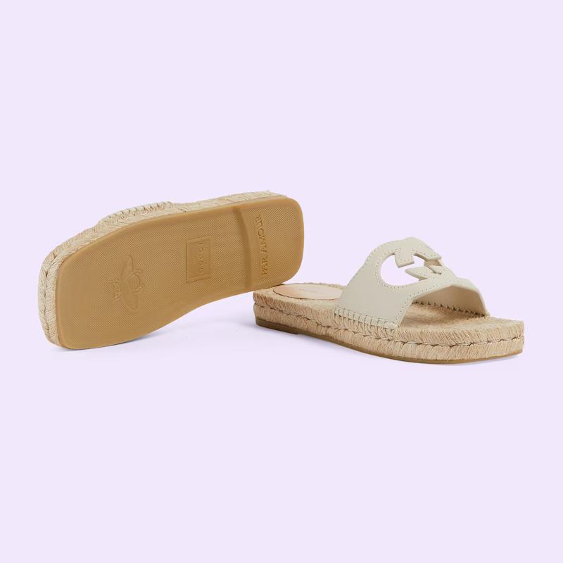 Giày Gucci Interlocking G Cut-Out Slide Sandals Nữ Trắng