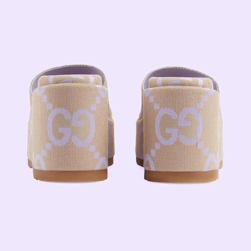 Giày Gucci Jumbo Gg Platform Slide Sandal Nữ Da