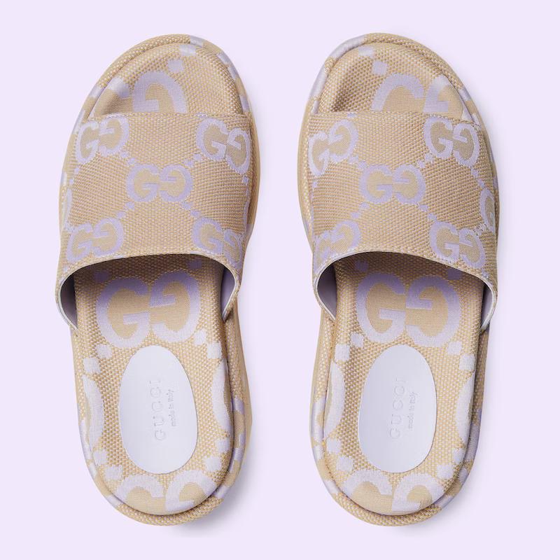 Giày Gucci Jumbo Gg Platform Slide Sandal Nữ Da