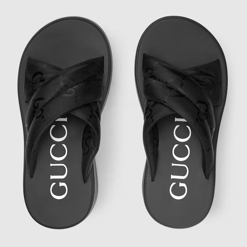 Giày Gucci Gg Platform Slide Sandal Nữ Đen