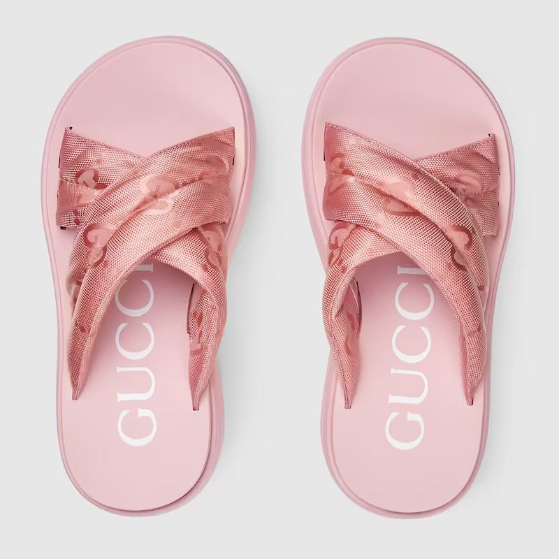 Giày Gucci Gg Platform Slide Sandal Nữ Hồng