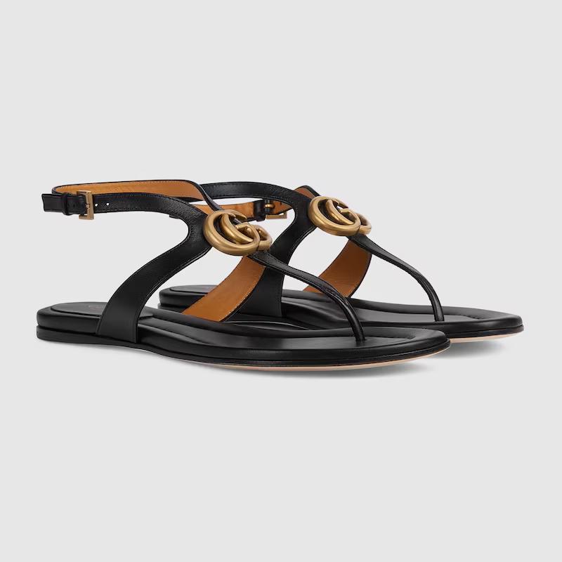 Giày Gucci Double G Thong Sandal Nữ Đen