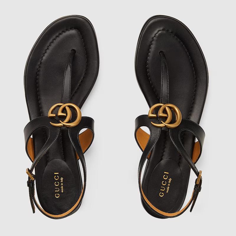 Giày Gucci Double G Thong Sandal Nữ Đen