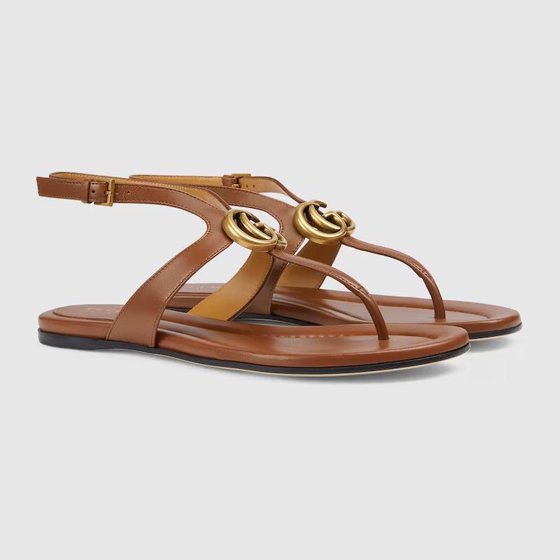 Giày Gucci Double G Thong Sandal Nữ Nâu