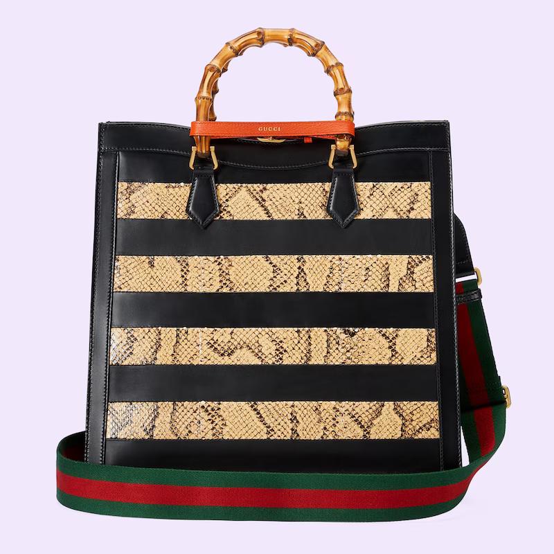 Túi Gucci Diana Large Python Tote Nam Màu Đen Da