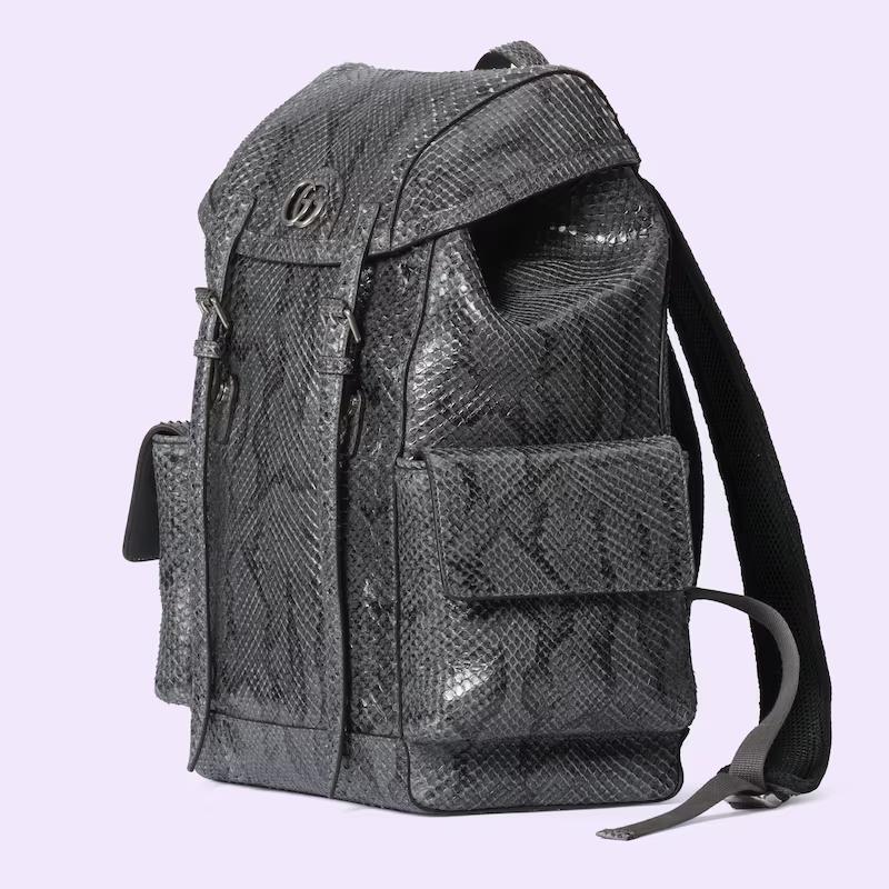 Túi Gucci Python Backpack With Double G Nam Màu Xám