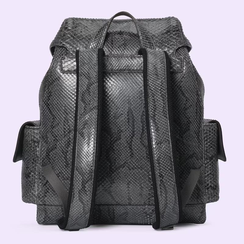 Túi Gucci Python Backpack With Double G Nam Màu Xám