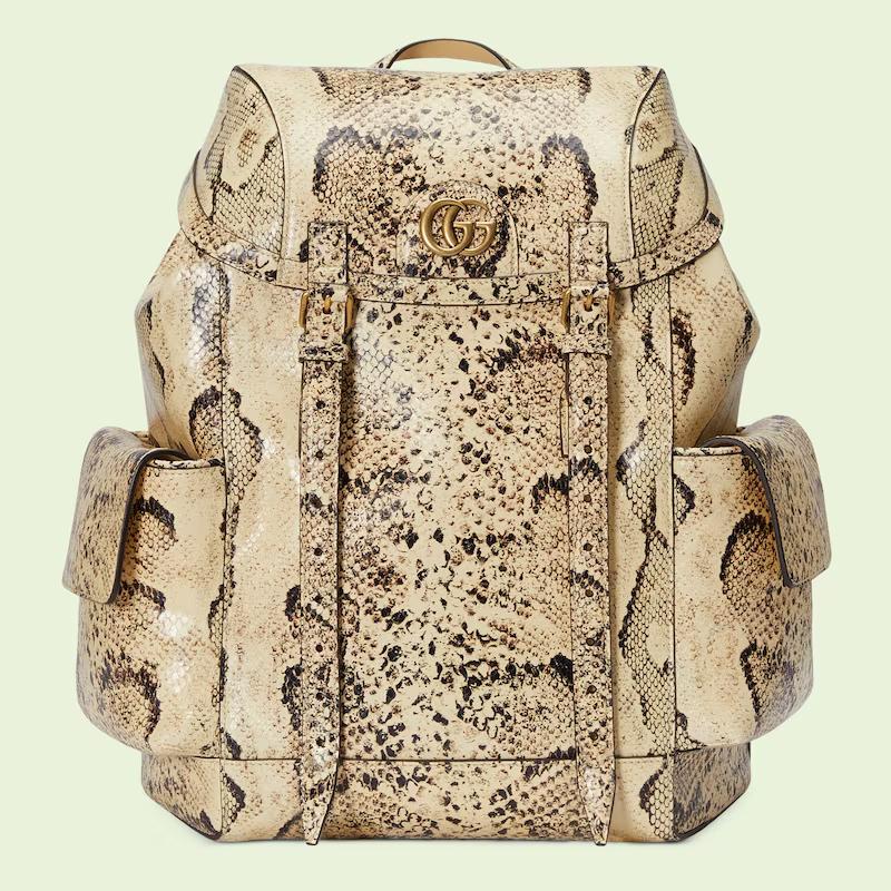 Túi Gucci Python Backpack With Double G Nam Da