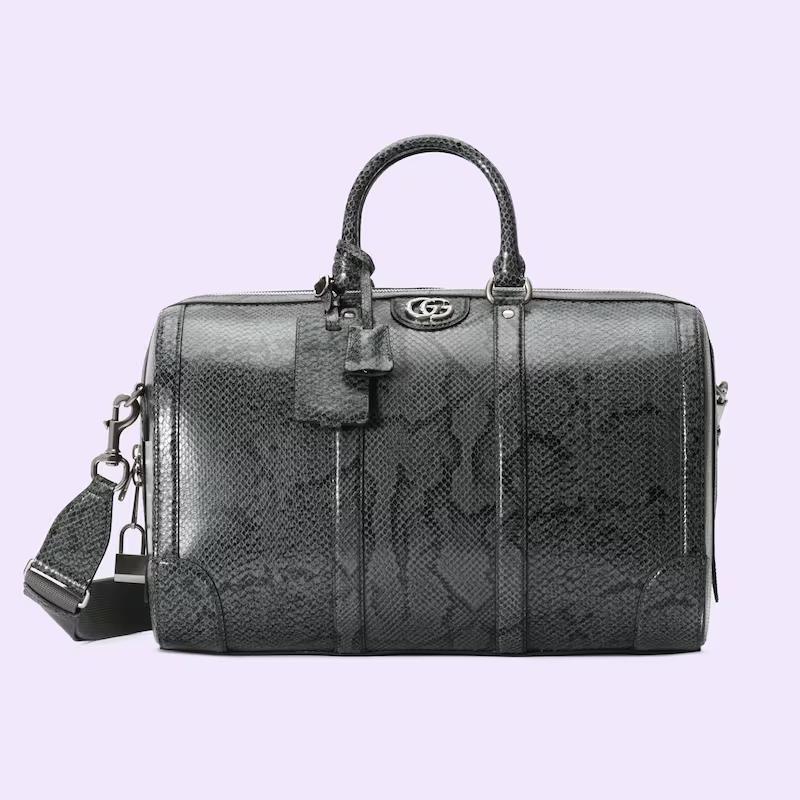 Túi Gucci Python Duffle Bag With Double G Nam Màu Xám