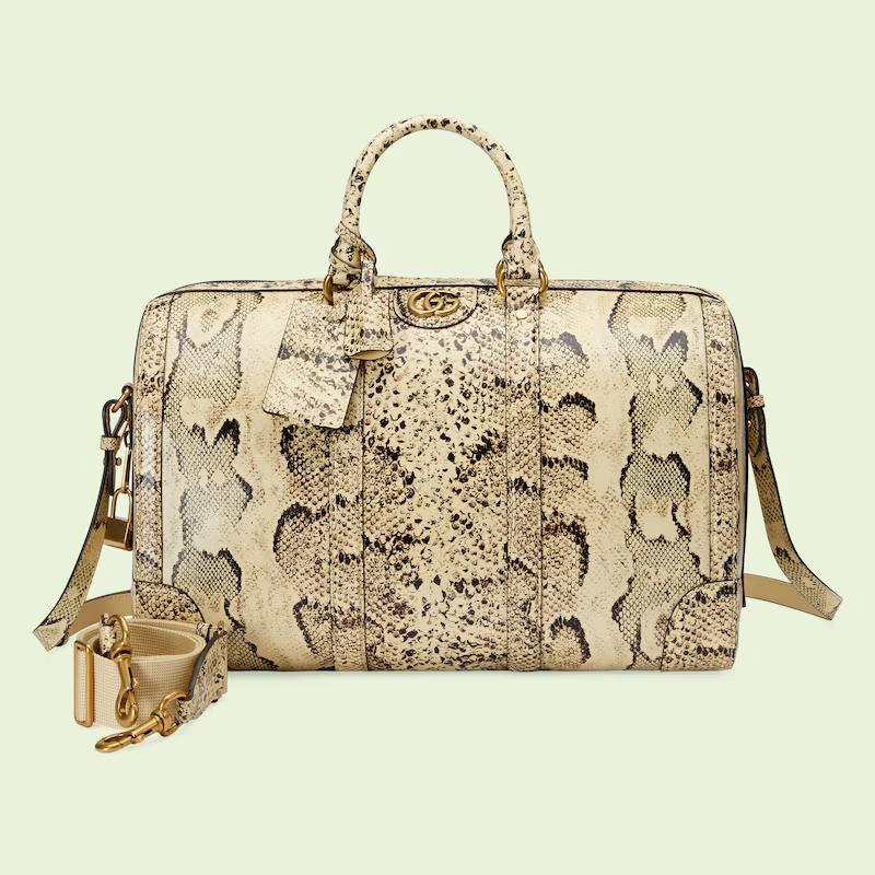 Túi Gucci Python Duffle Bag With Double G Nam Màu Da