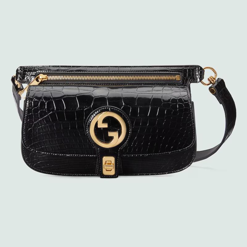 Túi Gucci Blondie Crocodile Belt Bag Nam Màu Đen