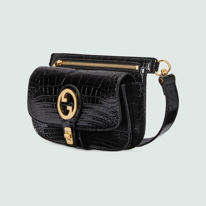 Túi Gucci Blondie Crocodile Belt Bag Nam Màu Đen