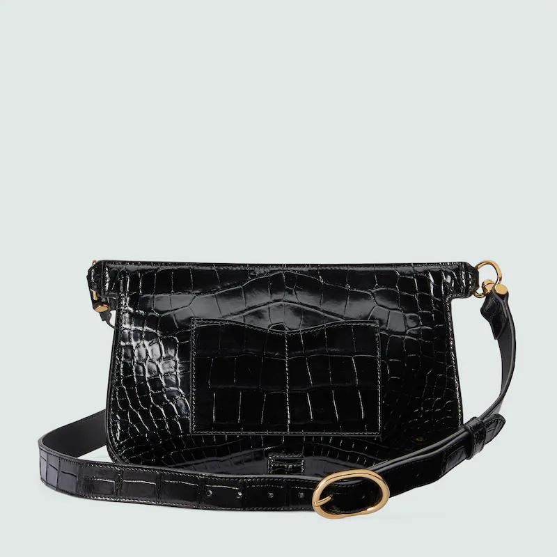 Túi Gucci Blondie Crocodile Belt Bag Nam Màu Đen