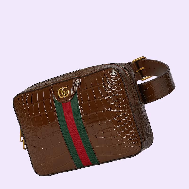 Túi Gucci Nojum Crocodile Belt Bag Nam Màu Đỏ