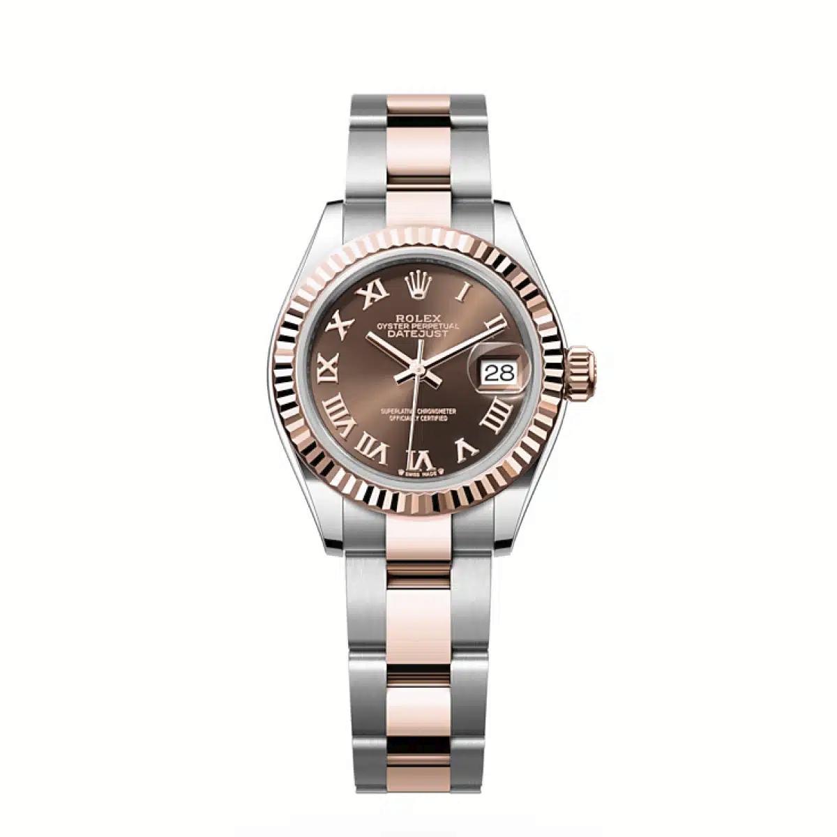 Đồng Hồ Rolex Lady-Datejust 279171 Roman 28mm Nữ Nâu Vàng Hồng