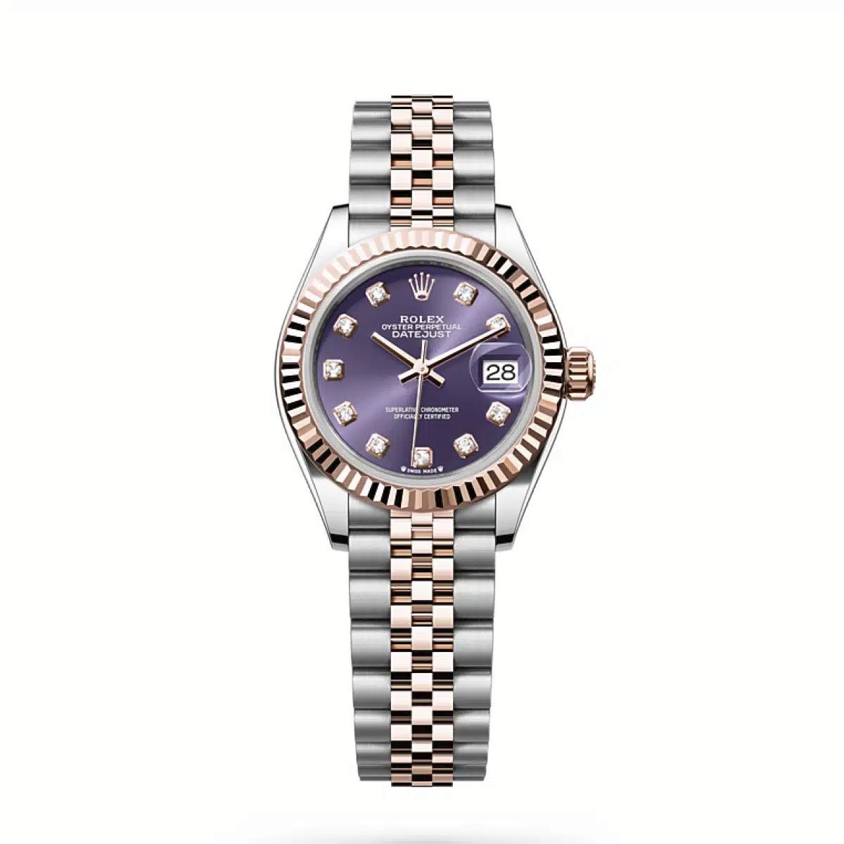 Đồng Hồ Rolex Lady-Datejust 279171 Diamond 28mm Nữ Tím Xám Vàng Hồng