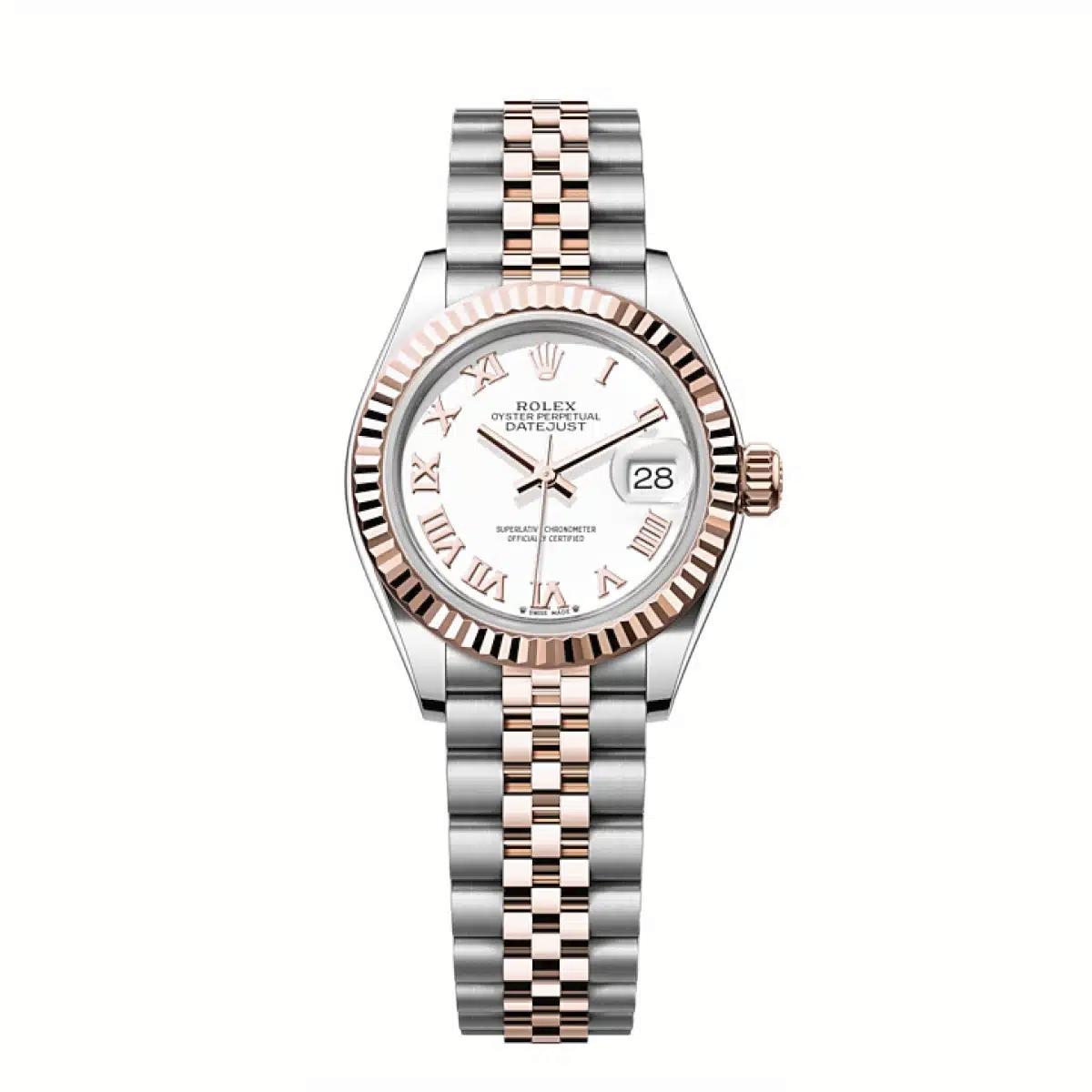 Đồng Hồ Rolex Lady-Datejust 279171 Roman 28mm Nữ Xám Trắng Vàng Hồng