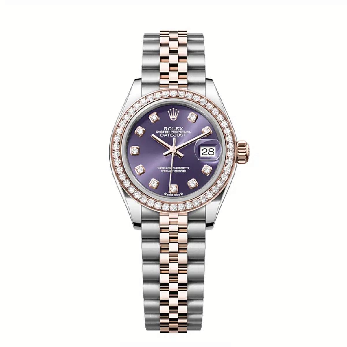 Đồng Hồ Rolex Lady Datejust 279381Rbr 28mm Nữ Tím Vàng Hồng Xám