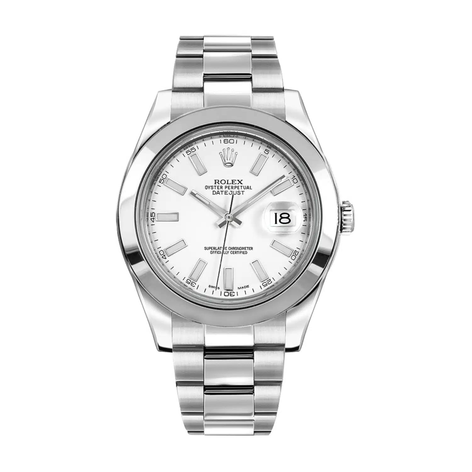 Đồng Hồ Rolex Datejust 116300 Index Dial 41mm Nam Trắng Xám