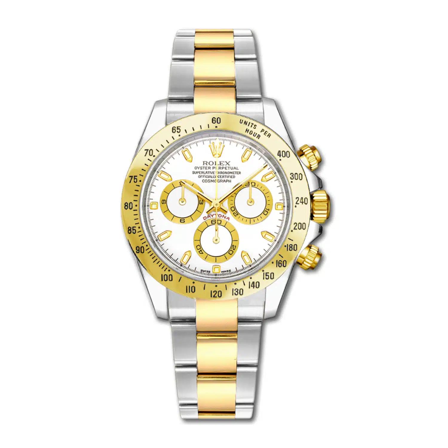 Đồng Hồ Rolex Cosmograph Daytona 116523 40mm Nam Trắng Vàng Xám