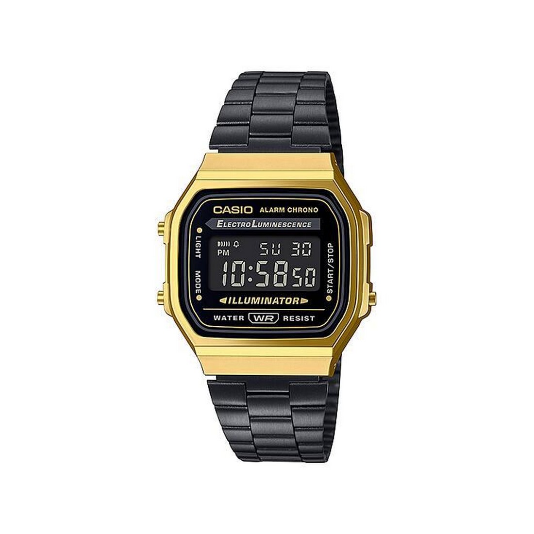 Đồng Hồ Casio A168Wegb-1B Nam Đen Vàng