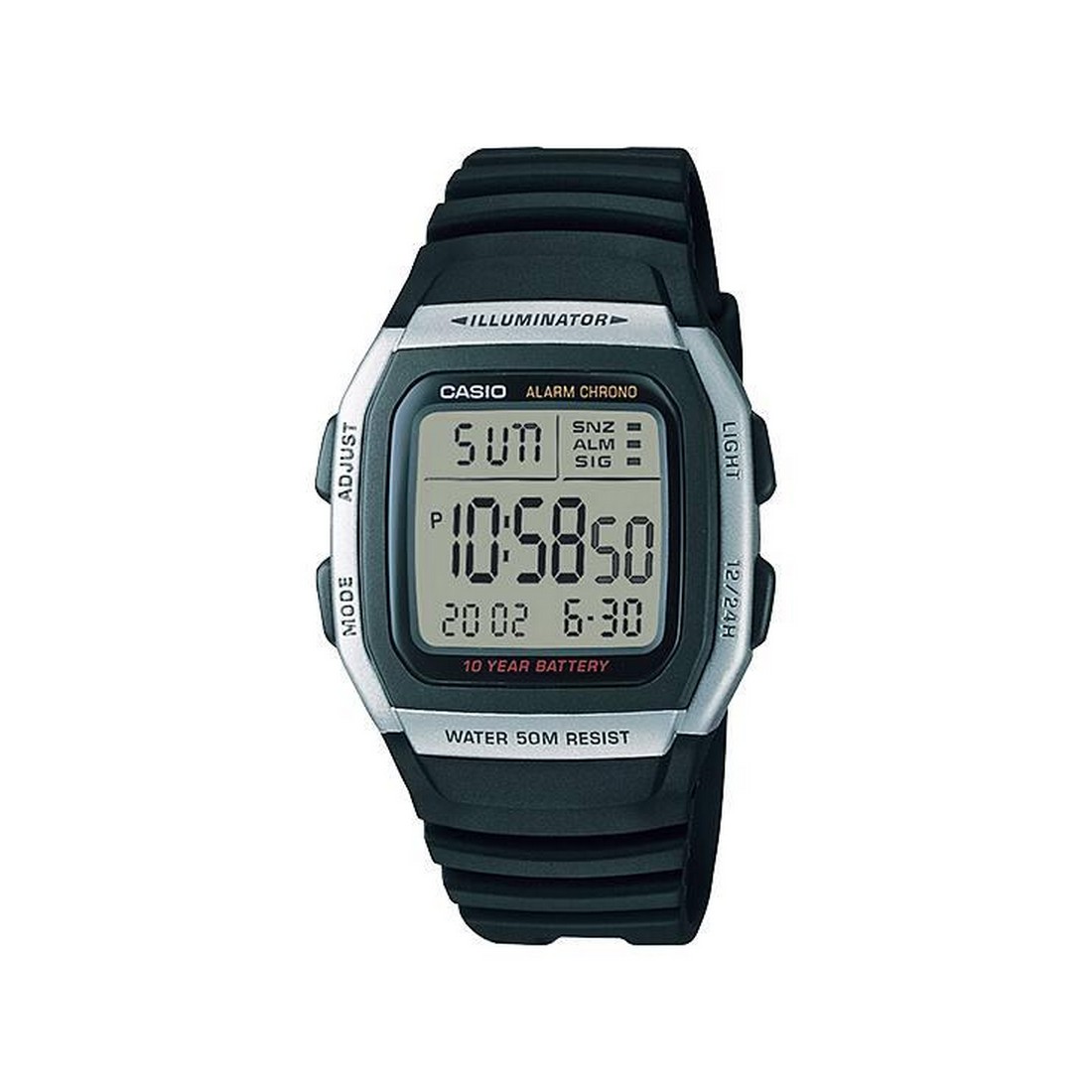 Đồng Hồ Casio W-96H-1Av Nam Đen Xám