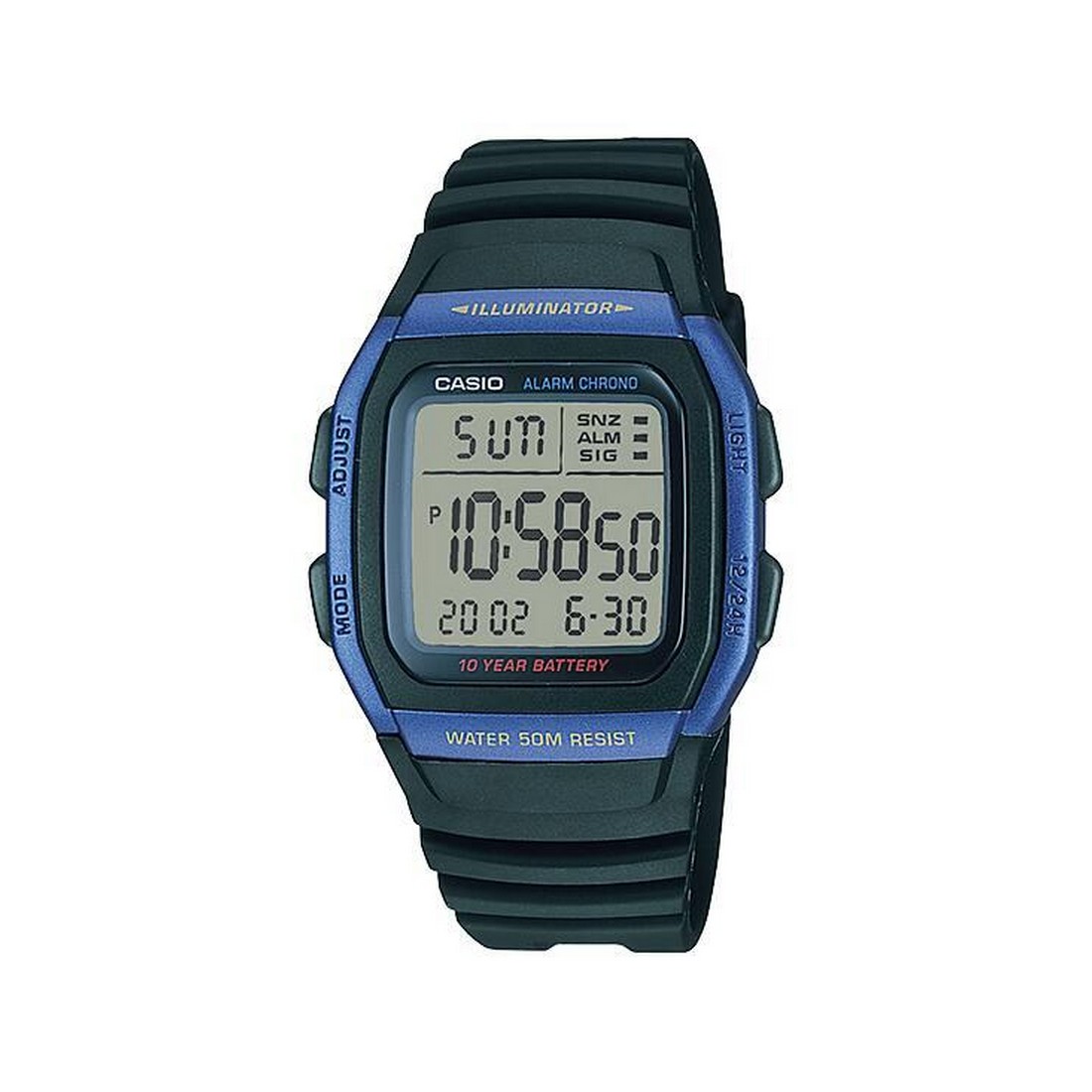 Đồng Hồ Casio W-96H-2Av Nam Đen Xanh