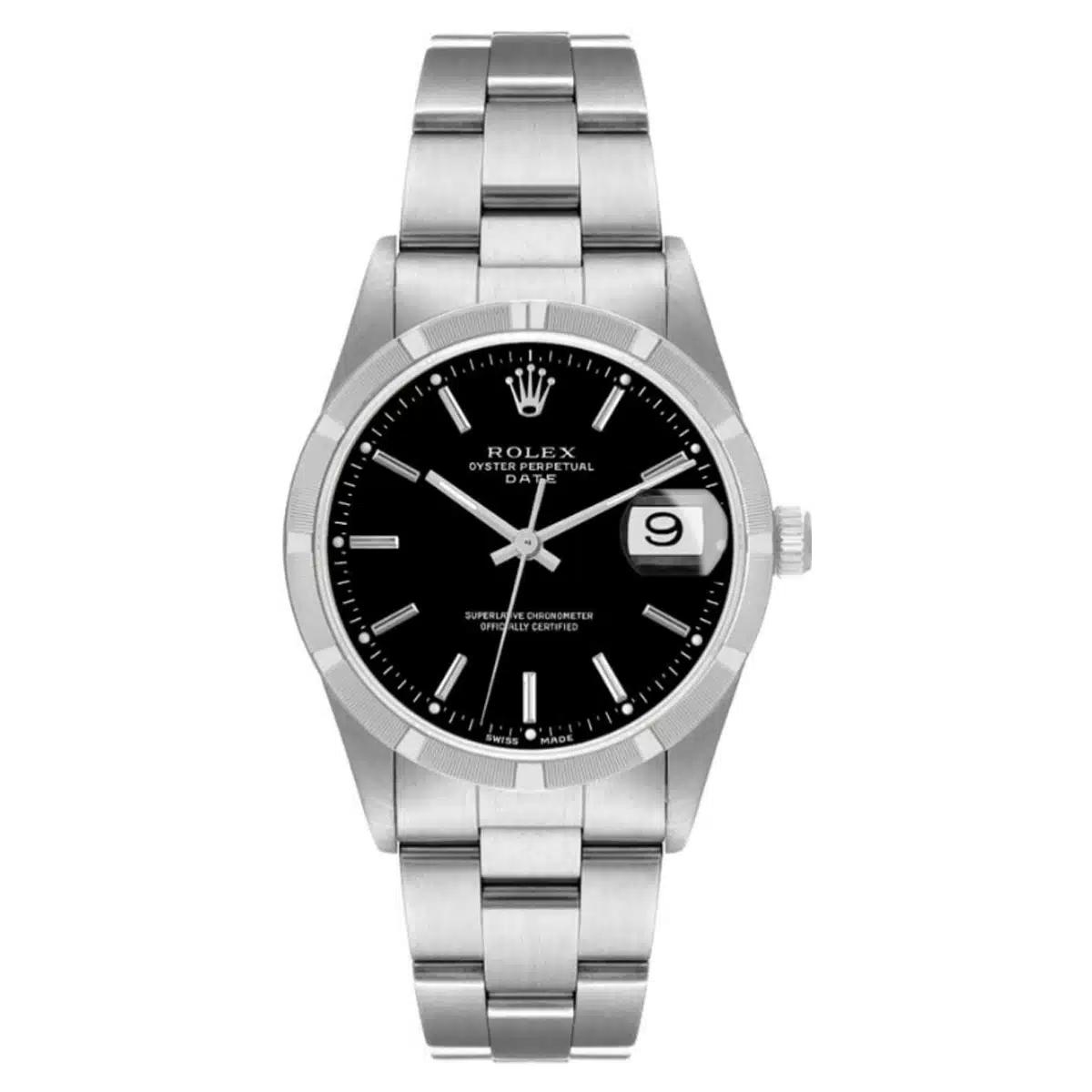 Đồng Hồ Rolex Oyster Perpetual 15210 34mm Nữ Đen Xám