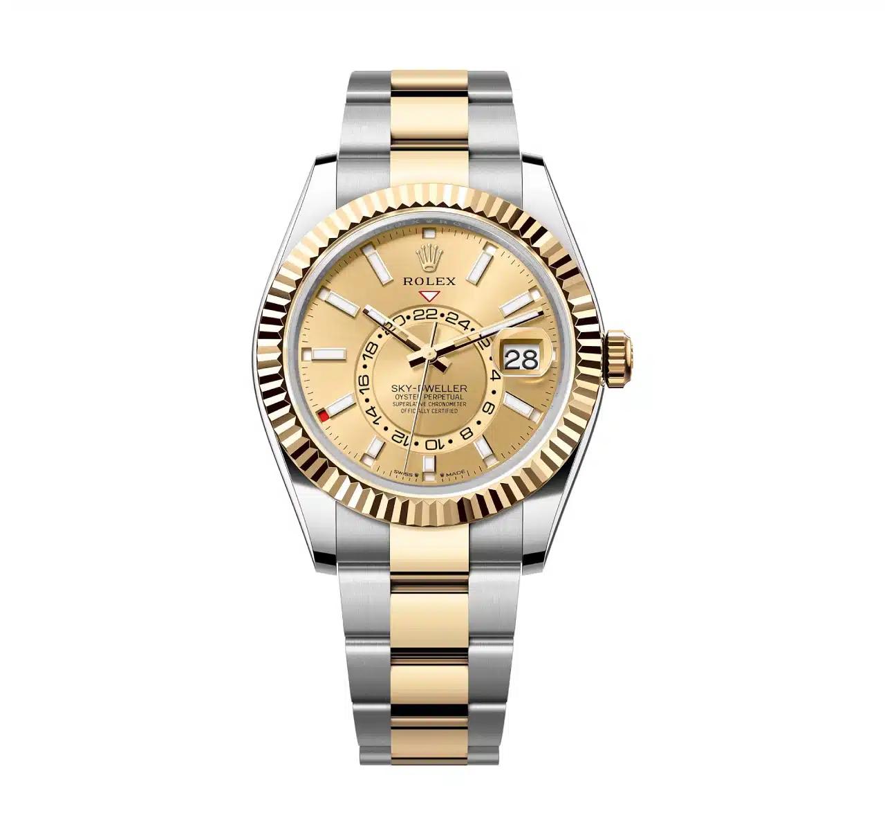 Đồng Hồ Rolex Sky-Dweller 336933 Champagne Dial 42mm Nam Vàng Xám