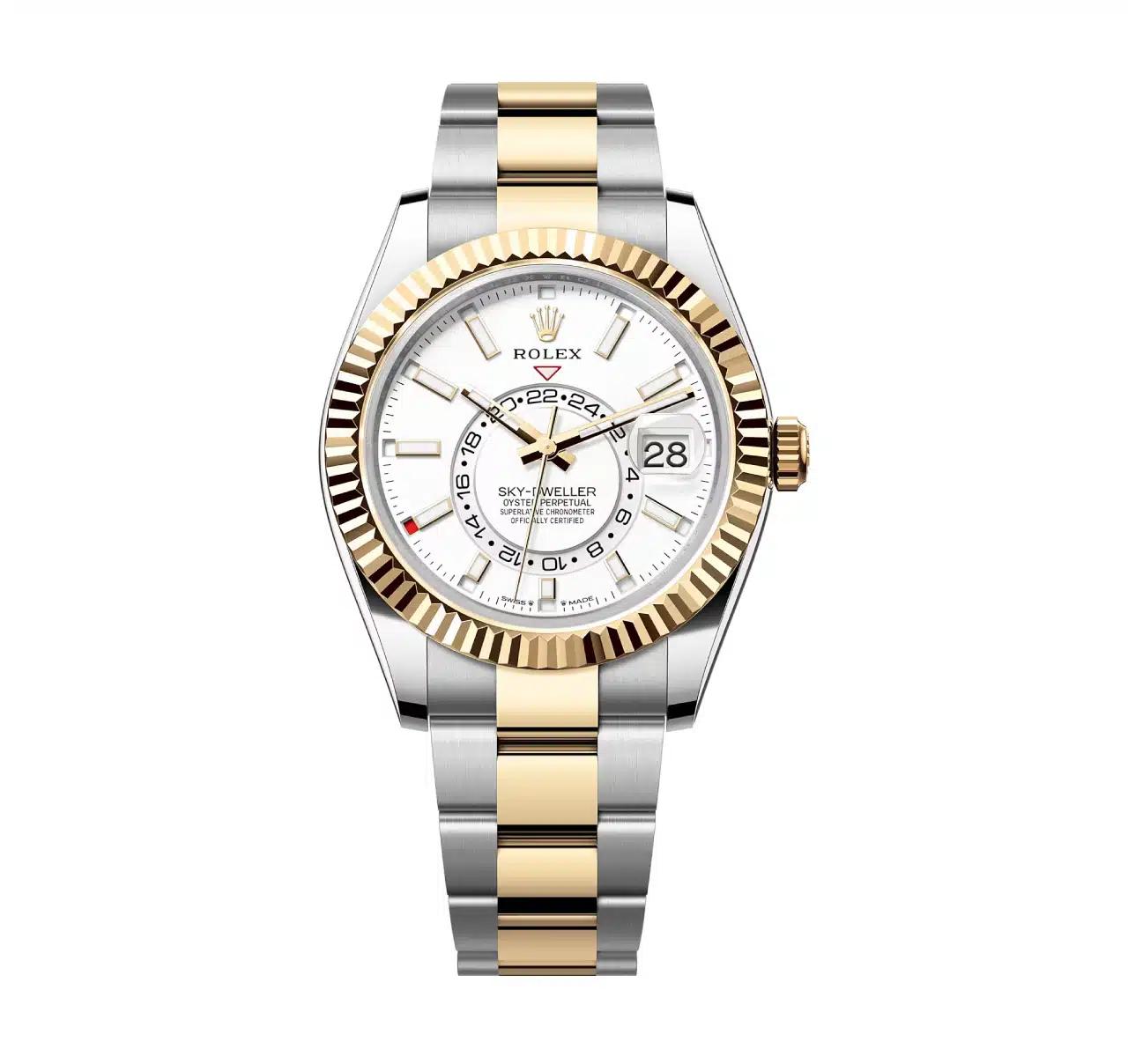 Đồng Hồ Rolex Sky-Dweller 336933 42mm Nam Trắng Vàng Xám