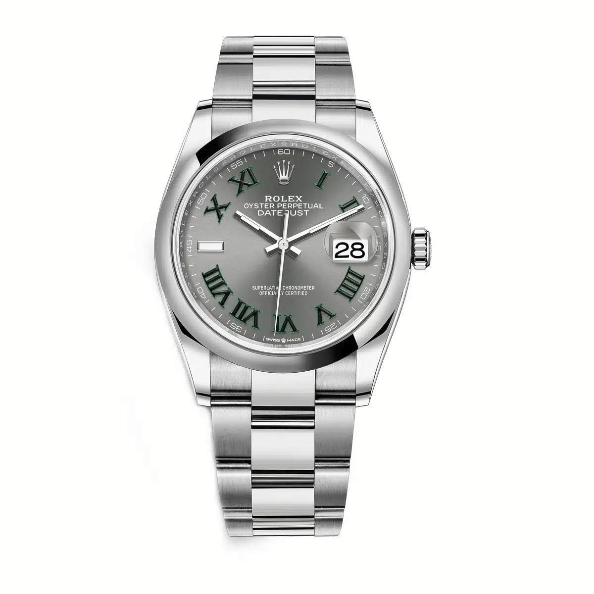 Đồng Hồ Rolex Datejust Oyster Perpetual 126200 Wimbledon Dial 36mm Nam Xám